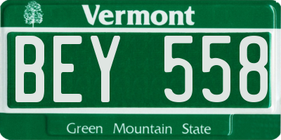 VT license plate BEY558