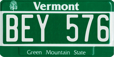 VT license plate BEY576
