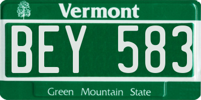 VT license plate BEY583