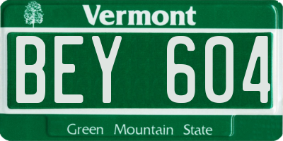 VT license plate BEY604