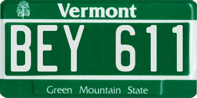 VT license plate BEY611