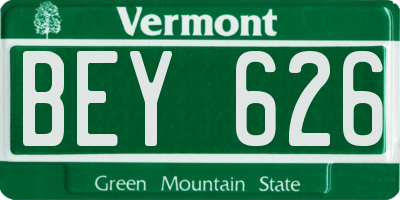 VT license plate BEY626