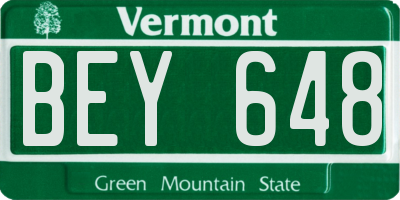 VT license plate BEY648