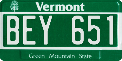 VT license plate BEY651