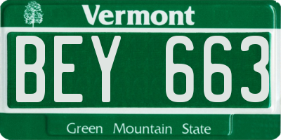 VT license plate BEY663