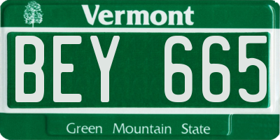 VT license plate BEY665