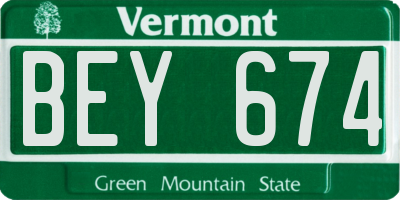 VT license plate BEY674