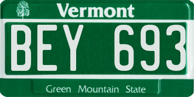 VT license plate BEY693