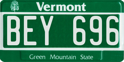 VT license plate BEY696