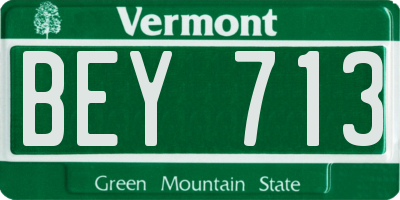 VT license plate BEY713