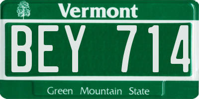 VT license plate BEY714