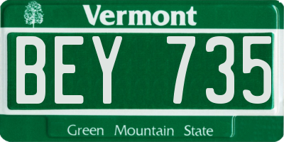 VT license plate BEY735