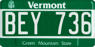 VT license plate BEY736
