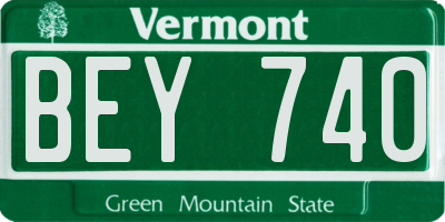 VT license plate BEY740