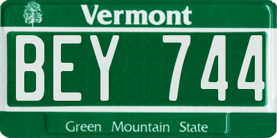 VT license plate BEY744