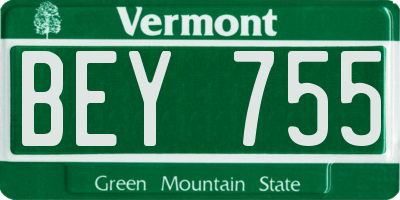 VT license plate BEY755