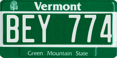 VT license plate BEY774