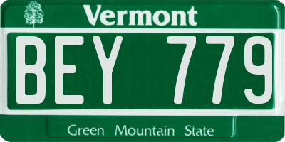 VT license plate BEY779