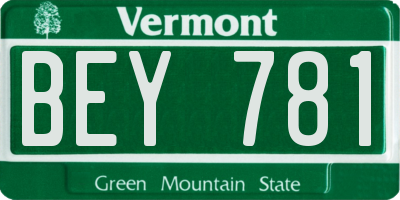 VT license plate BEY781