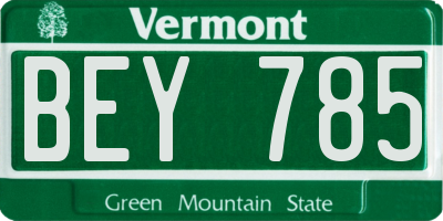 VT license plate BEY785