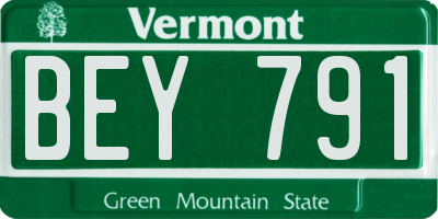 VT license plate BEY791