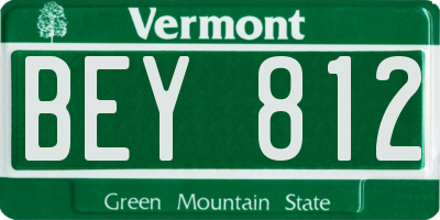 VT license plate BEY812