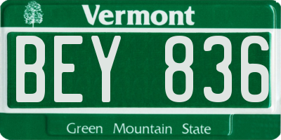 VT license plate BEY836