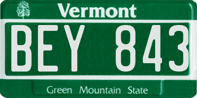 VT license plate BEY843