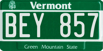 VT license plate BEY857