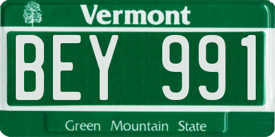 VT license plate BEY991