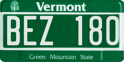 VT license plate BEZ180