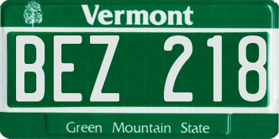 VT license plate BEZ218