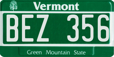 VT license plate BEZ356