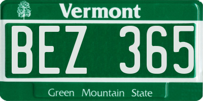 VT license plate BEZ365