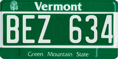 VT license plate BEZ634