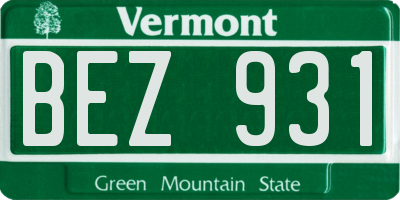 VT license plate BEZ931