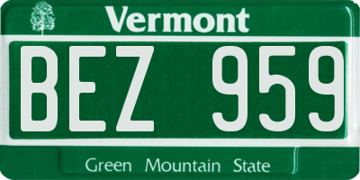 VT license plate BEZ959