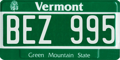 VT license plate BEZ995