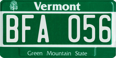 VT license plate BFA056