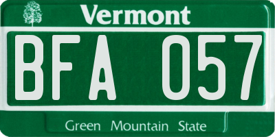 VT license plate BFA057