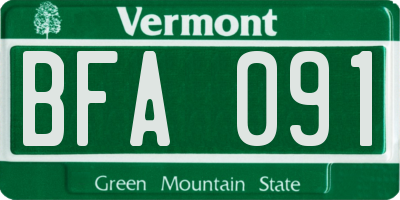 VT license plate BFA091