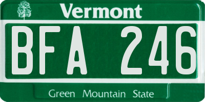 VT license plate BFA246