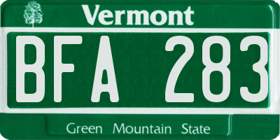 VT license plate BFA283