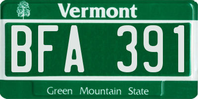 VT license plate BFA391