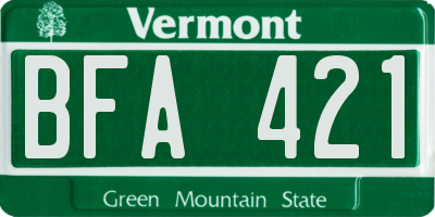 VT license plate BFA421