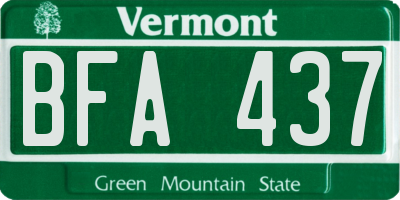 VT license plate BFA437