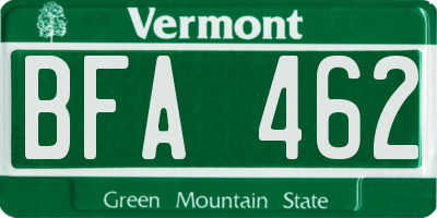 VT license plate BFA462
