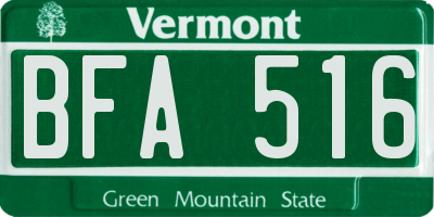 VT license plate BFA516