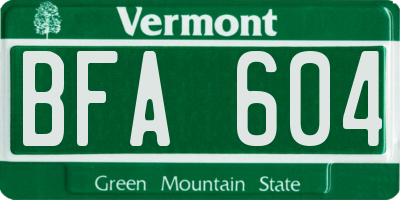 VT license plate BFA604