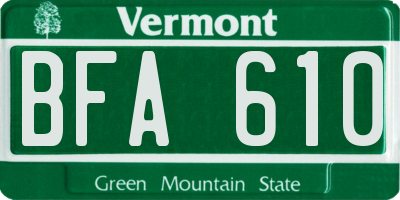 VT license plate BFA610